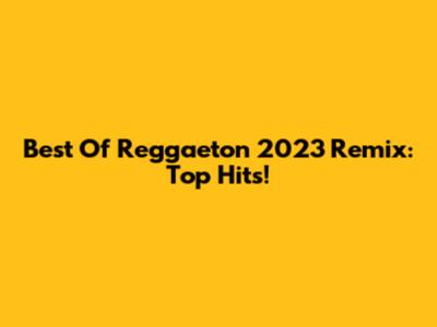 Best Of Reggaeton 2023 Remix: Top Hits!